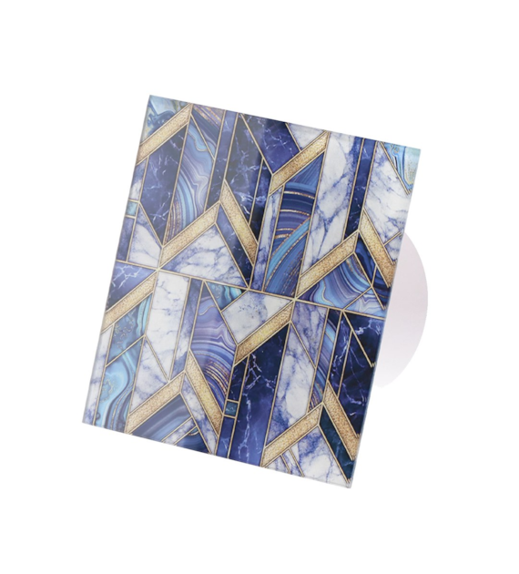 Veroni Glass 100 S-P (wentylator domowy z przepustnicą) Biały Blue Mosaic